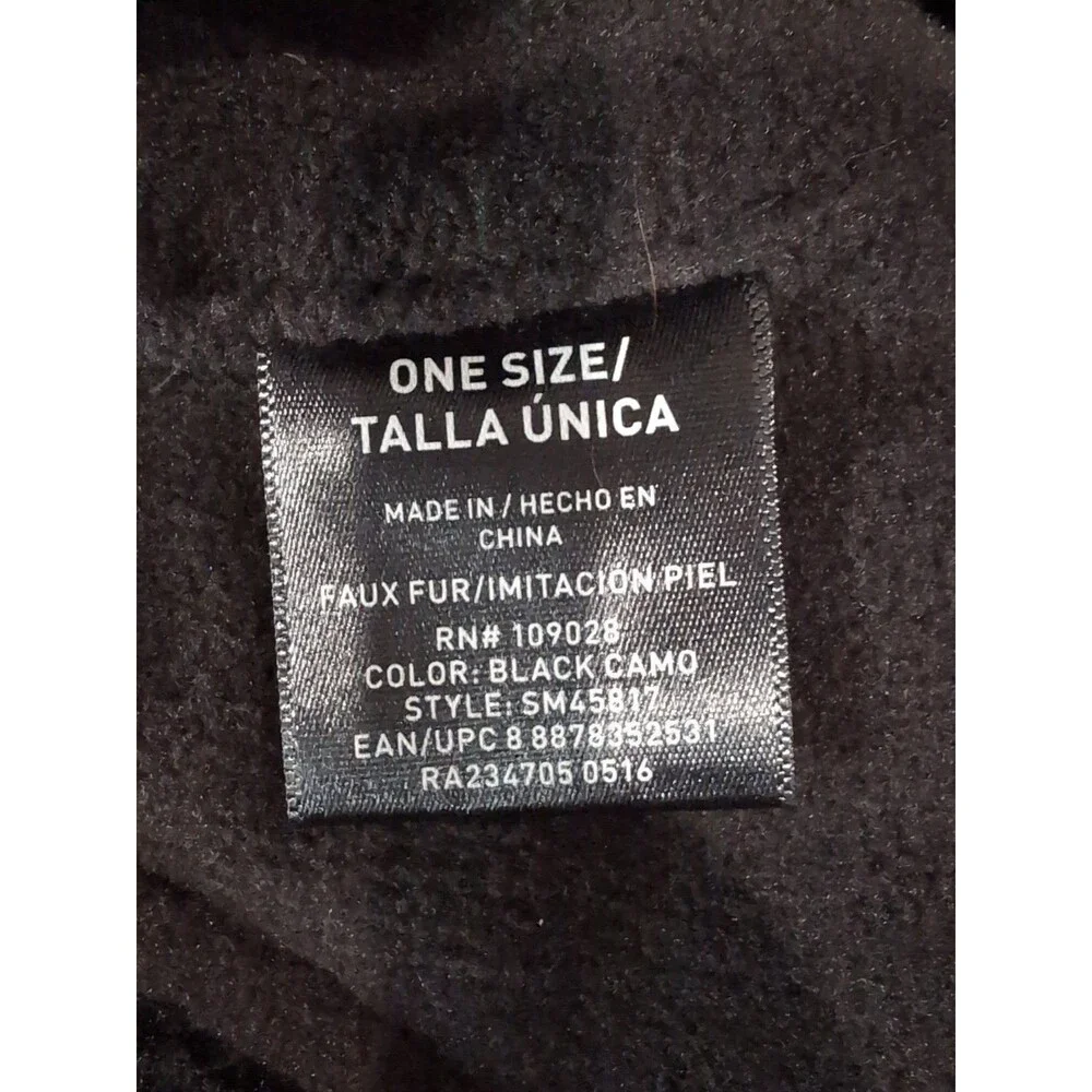SWISS TECH HAT Black Camo Sherpa Ear Flaps Fleece Insulated Unisex ONE SIZE